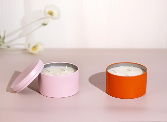 Aroparc Candle Tins 8oz with Lids, 24 Pack Seamless Candle Containers for Candle Making Supplies Empty Candle Jars - Orange