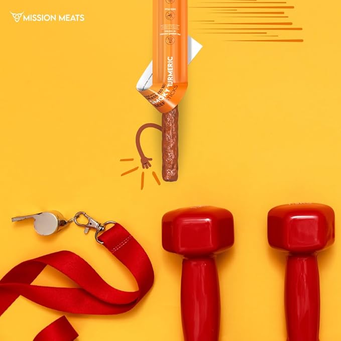 Mission Meats Beef Sticks – 100% Grass Fed & Pasture Raised, Sugar Free, Individually Wrapped Healthy Snacks, Whole 30 & Paleo Friendly, Smoky Turmeric 1oz (Pack of 24)