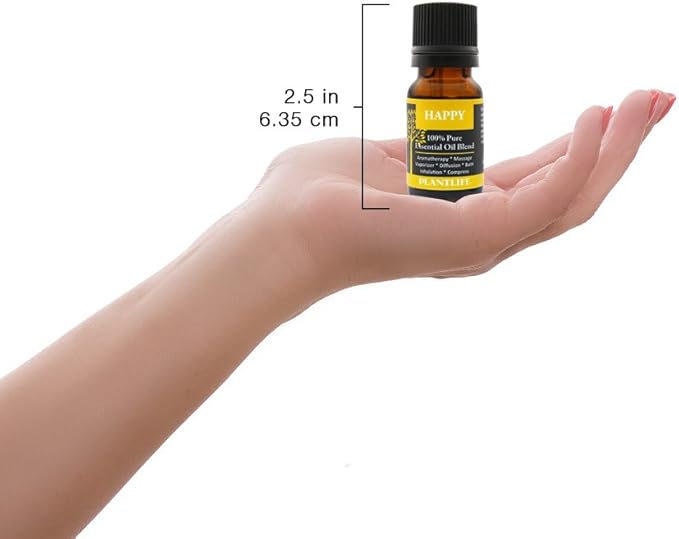 Plantlife Happy Aromatherapy Essential Oil Blend - Straight from The Plant 100% Pure Therapeutic Grade - No Additives or Fillers - Made in California 10 ml