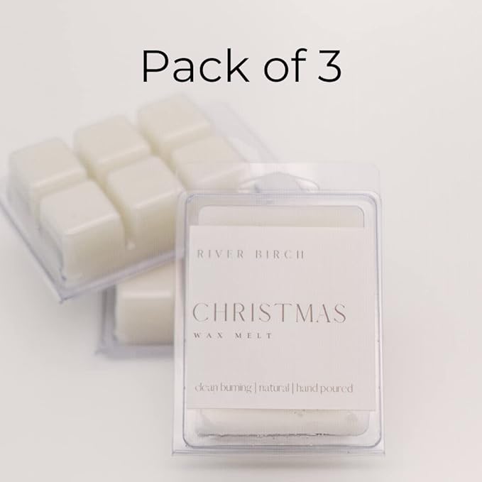 River Birch 3 Pack Christmas Scented Clean Natural Soy Wax Melts Tarts – Total 7.5 Oz. of Scented Wax Melts, Holiday Scent, Made in USA