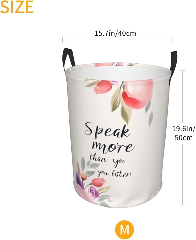 Laundry Basket Motivational Word Collapsible Large Capacity,63L Dirty Clothes Basket Durable Lightweight Hamper With Handles Ideal For Clothes,Toys Home Organization19.6in X 15.7in,