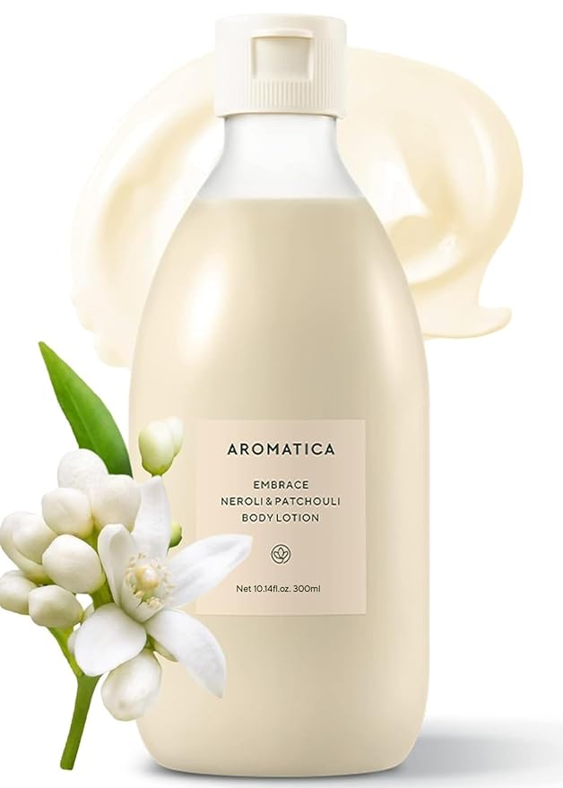 AROMATICA Embrace Body Lotion Neroli & Patchouli 10.14oz / 300ml, Vegan | Naturally-derived Aromatic Fragrance | Soothing & Moisturizing Body Lotion