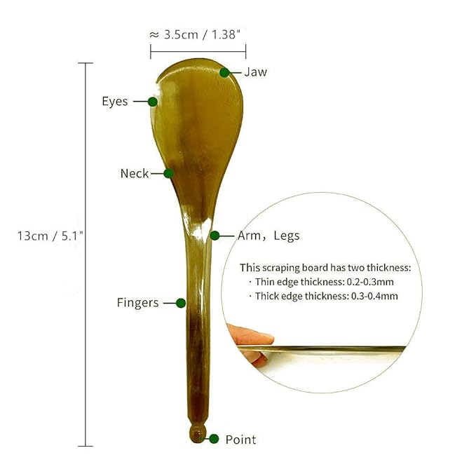 i-lan Horn Gua Sha Scraping Board for SPA|Natural Water Buffalo Horn Massage Tools Set for Body,Face,Foot,Hand,Back,Neck Release,Reduce Muscle Pain (Triangle+One Word)