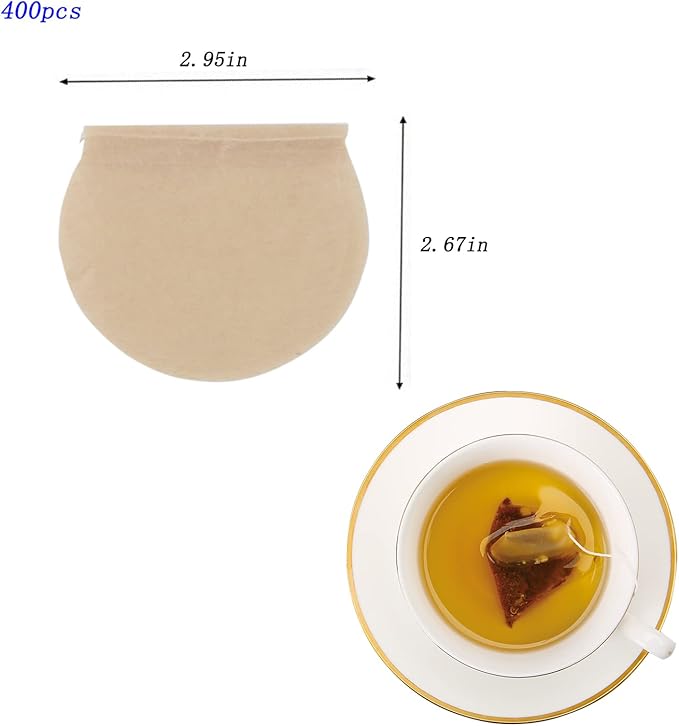 400pcs Tea Bags for Loose Leaf Tea Empty Tea Bags Loose Leaf, Disposable Round Natural Tea Filter Bags, Paper Drawstring Tea Bags Unbleached Tea Coffee Bags, Bath Spice Herbs Brewing Soup Bags