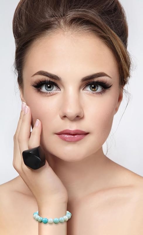 AD Beads Handmade Gemstone Stretch Elastic Bracelet Crystal Healing Reiki Nature's Beauty and Spiritual Essence Unisex (10mm, Amazonite (Unlock Your True Self))