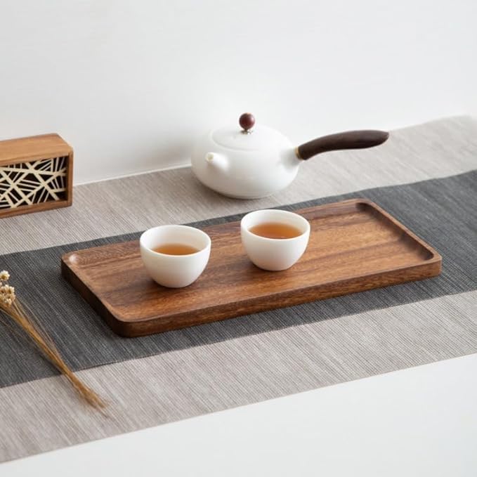 Bathroom Vanity Tray, Bathroom Tray for Counter, Toilet Tank Tray, Wood Bathroom Tray for Organizing and Home Decor (9.8 x 5.1 x 0.8 inch)