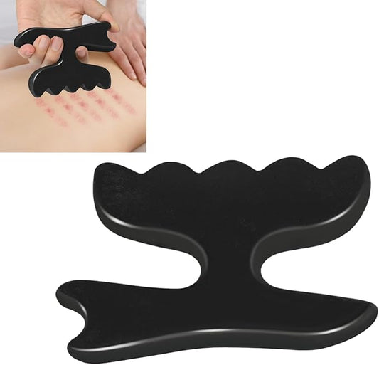 Gua Sha Massage Tool for Body, Natural Bian Stone Gua Sha Scraping Massager, Muscle Relief Massage Board for Back, Legs, Arms, Neck, Shoulder (Medium, 4.7")