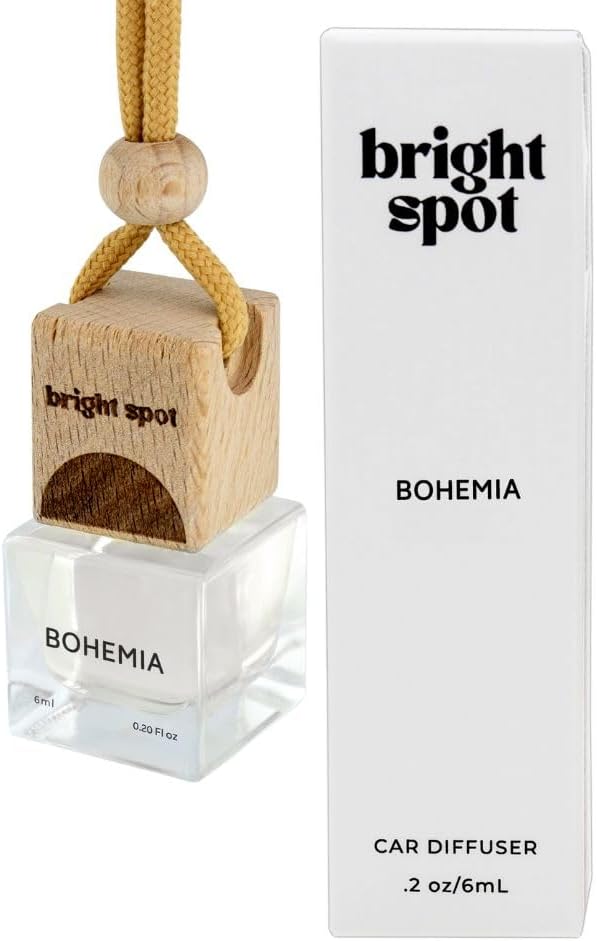 Bright Spot Bohemia Car Air Freshener - Premium Car Hanging Air Freshener, 120 Days Long-Lasting Fragrance for Auto and Home | Light & Woody | Jasmine, Bergamot, Santal, Woods, Musk |Non-Toxic, Vegan