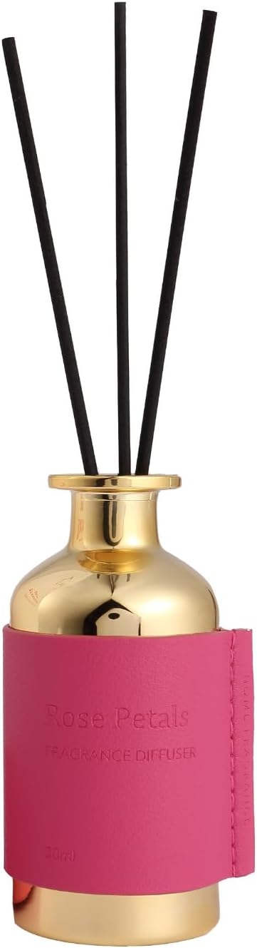 Reed Diffuser Set, Pretty Valley Home Diffuser 80Ml / 2.7 fl OZ Gift Box - Includes Reed Diffuser Sticks, Long Lasting Fragrance Oil and Glass Bottle for Office Living Room Decor (Rose Petals)