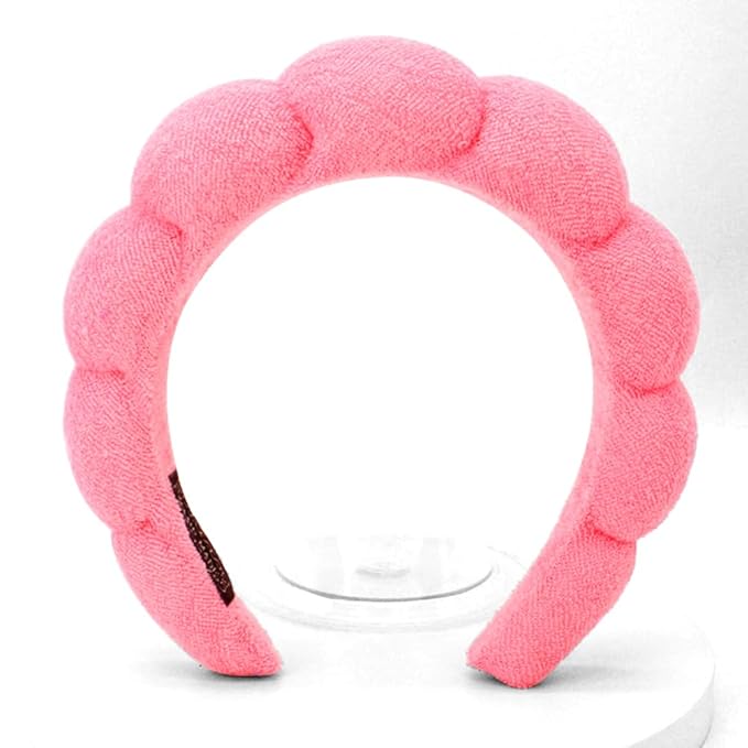 Spa Headbands for Facial Treatments, Makeup Application, and Face Washing - Terry Cloth Headbands with Puffy Design for Skincare and Mask Application