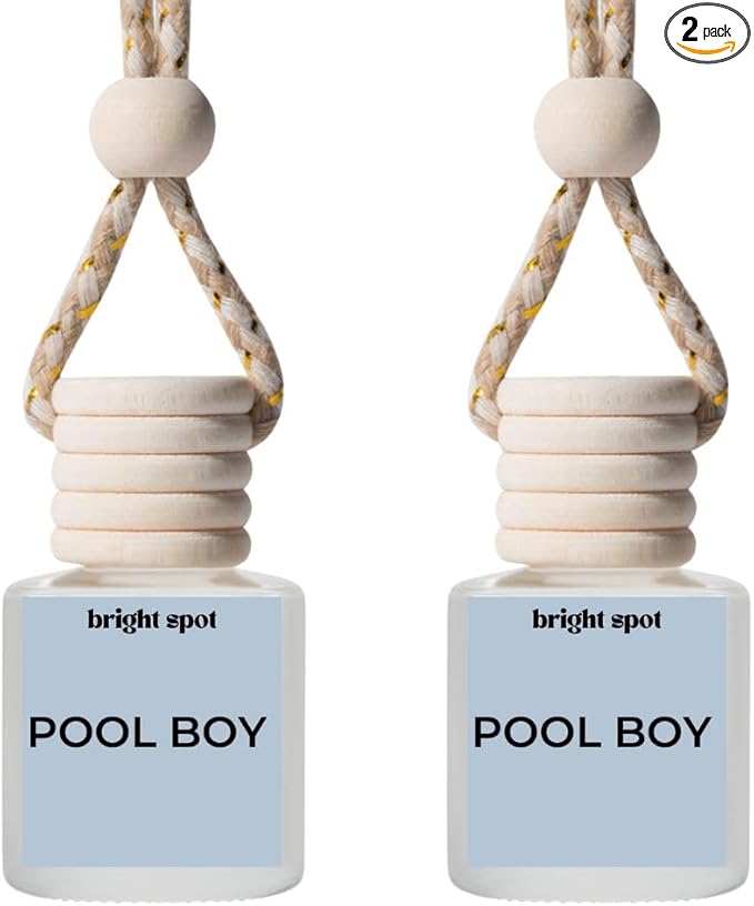 Bright Spot Pool Boy Car Air Freshener - Premium Car Hanging Oil Diffuser, Long-Lasting Fragrance up to 120 days for Auto & Home | Gourmand & Intoxicating | Coconut, Praline, Santal, Vanilla, 2 Pack