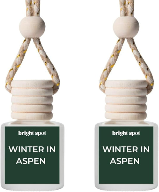 Bright Spot Winter In Aspen Car Air Freshener - Premium Car Hanging Oil Diffuser, Long-Lasting Fragrance up to 120 days for Auto & Home | Crisp & Rich | Pine, Caramel, Vanilla | Non-Toxic