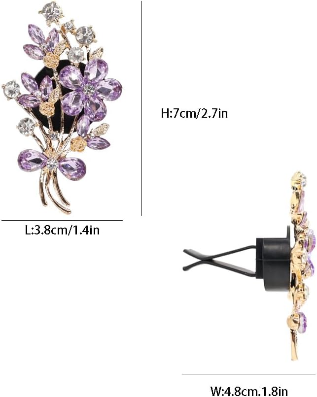 2pcs Flower Car Vent Clips Car Air Freshener Bouquets Flower Purple Car Accessories for Women Rhinestone Flower Air Vent Clips Car Decor,Sparkling Refillable Car Diffuser