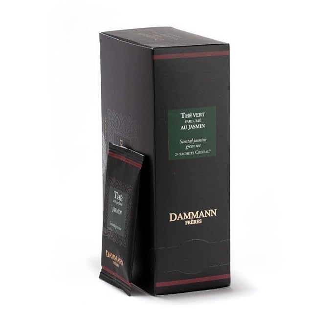 Dammann Freres Sachets, Vert Au Jasmin Tea Bags, Premium Gourmet French Jasmine Green Tea, Individually Wrapped, 24 Count (Single Pack)