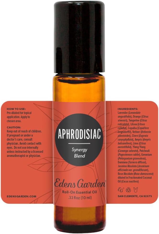 Edens Garden Aphrodisiac Essential Oil Roll-On Blend- 100% Pure Premium Grade, Natural, Therapeutic, Aromatherapy, Kid & Skin Safe, The Best for Body, Gifts, Relaxation Pre-Diluted 10 ml (.33 fl oz)