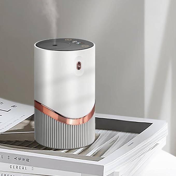 Waterless Essential Oil Diffuser - Car Aroma Diffuser, Portable Smart Scent Air Machine 1/2/3 & Continuous Mist, Anti-TIPP, Timer Setting and Auto-Off Function (White)