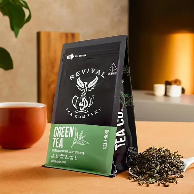 Revival Tea Company Green Tea - Signature Green Tea Made from 100% Chun Mee Tea Flavor - Loose Leaf 6 Ounces