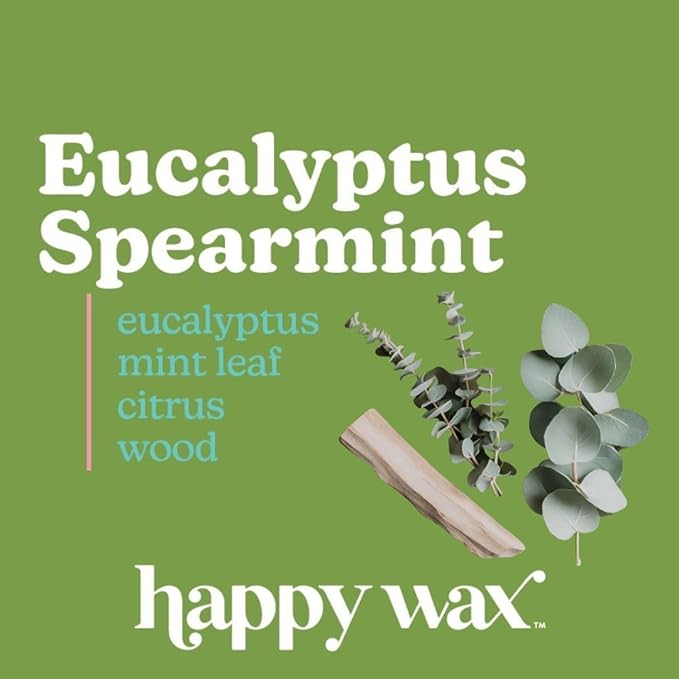 Happy Wax Eucalyptus Spearmint Scented Bear Wax Melts - Natural Strong Eucalyptus Scented Wax Melts Infused w/Essential Oils - Non Toxic Wax Melt. Scented Soy Wax Melts for Warmers (8 oz Pouch)