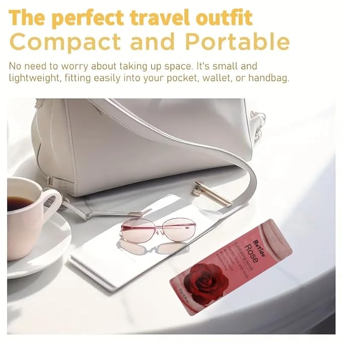 Rose Body Scrub Gift Set - 35 Packets & 2 Pcs Exfoliating Gloves,Exfoliating & Moisturizing Sugar Scrub for Face & Body, Self Care Gifts for Women