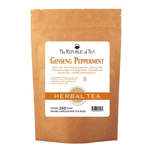 The Republic of Tea Ginseng Peppermint Herbal Tea, 250 Tea Bag Bulk