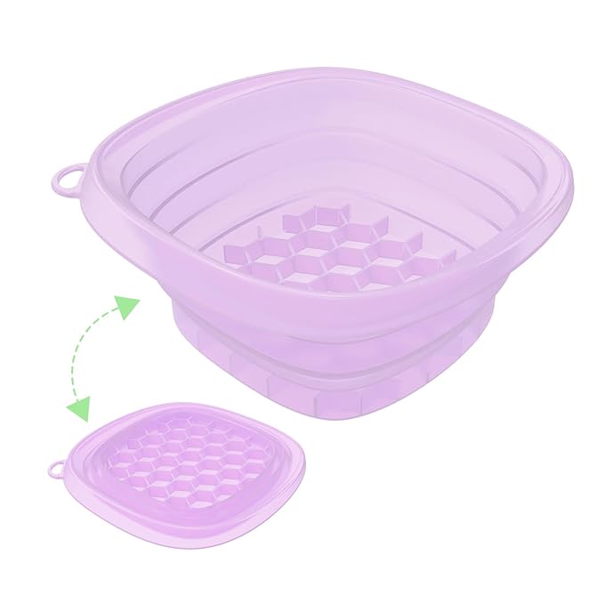 Face Bowl for Ice with Built-in IceTray,Collapsible Silicone Face Ice Bowl – Cold Plunge Therapy for Skin Tightening & Facial Treatment– Portable Spa Tool for Home & Travel(Purple)