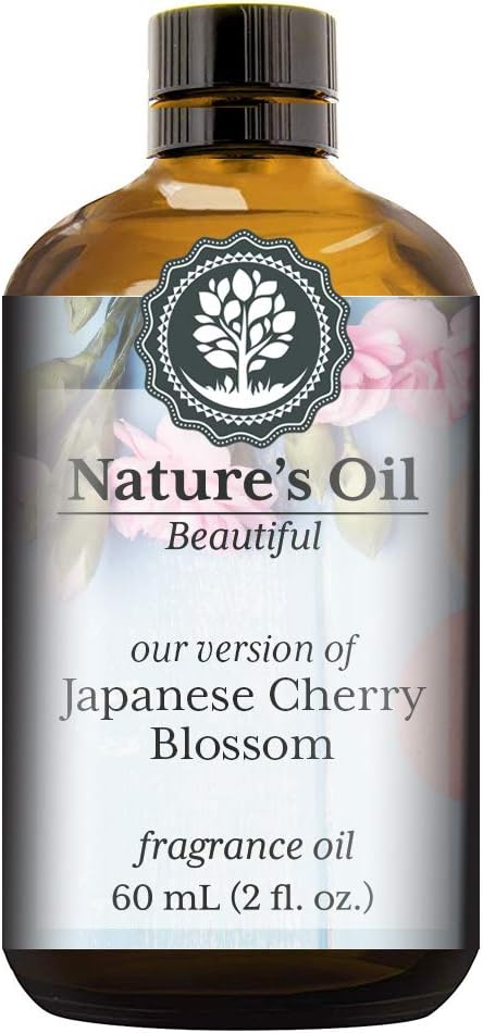 Japanese Cherry Blossom Fragrance Oil (60ml) for Perfume, Diffusers, Soap Making, Candles, Lotion, Home Scents, Linen Spray, Bath Bombs, Slime