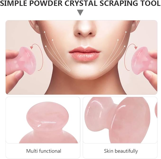 Uonlytech 2Pcs Gua Sha Tools Rose Quartz Mushroom Face Massager Health Jade Stones Mushroom Scraping Massage Tool for Women Home Spa, Pink