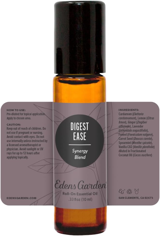 Edens Garden Digest Ease Essential Oil Roll-On Blend- 100% Pure Premium Grade, Natural, Therapeutic, Aromatherapy, Kid & Skin Safe, The Best for Comfort, Health Pre-Diluted 10 ml (.33 fl oz)