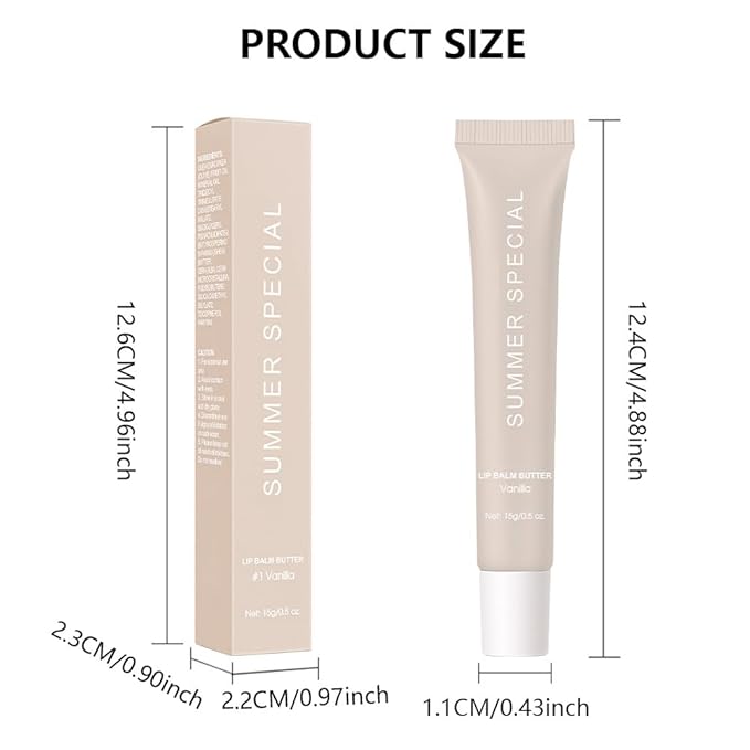 4PCS Summer Ultra-Hydrating Lip Butter Balm – Natural Vegan Lip Balm for Instant Moisture, Shine & Hydration, Sheer-Tinted, Soothes & Softens Dry Lips, Taste Vanilla & Mint & lced Coffee & Cake