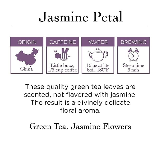 Two Leaves and a Bud Jasmine Green Tea Bags, 15 Count (Pack of 1) Whole Leaf Green Tea in Pyramid Sachet Bags, Compostable Sachets, Delicious Hot or Iced with Milk or Sugar or Honey