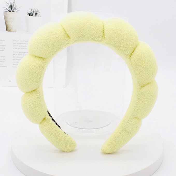 Spa Headbands for Face Washing & Makeup Removal - Terry Cloth Puffy Headbands for Mask Skin Treatment