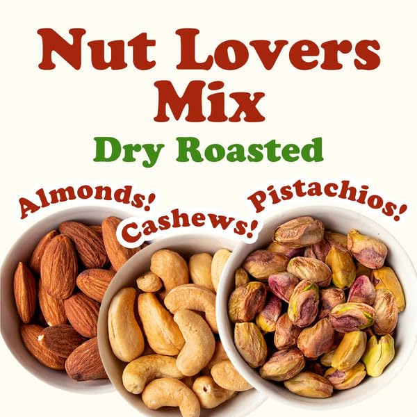 Food to Live Nut Lovers Mix, 8 Ounces – Premium Dry Roasted Pistachios No Shell, Almonds and Cashews Blend. No Salt Added. Trail Snacks for Adults and Kids. Vegan, Kosher, Bulk