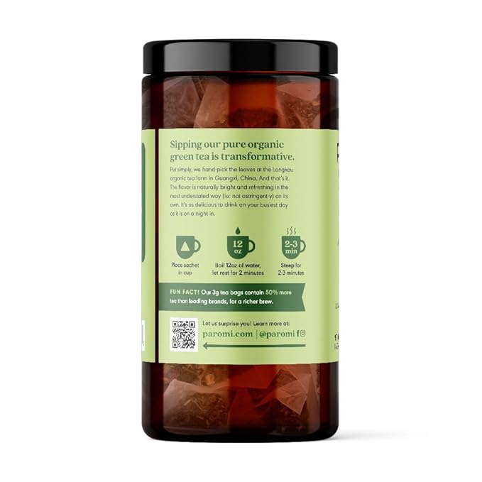 Paromi Palace Organic Green Tea, Signature Jar, 15 Count