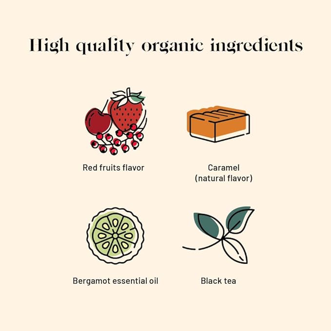 Kusmi Tea - St. Petersburg - Organic Black Tea - Earl Grey Tea - Blend of Black Tea with Red Berries, Caramel, Vanilla & Bergamot - Robust, Caffeinated Tea - 20 Tea Bags