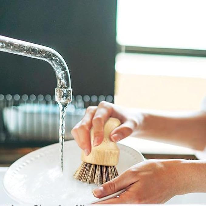 6 Pack Kitchen Scrub Brush for Dishes - Hard Bristle, Natural Dish Scrubber Brush Environmental Protection and Durable, Kitchen Scrubbers for Dishes, Pots, Pans, Grills and Stoves