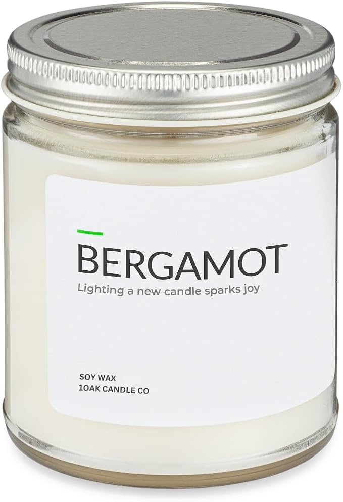 1OAK Soy Wax Scented Candles (Bergamot) - Soy Candles for Home Scented - Long Burning Candles Premium - Hand-Poured (7oz.)