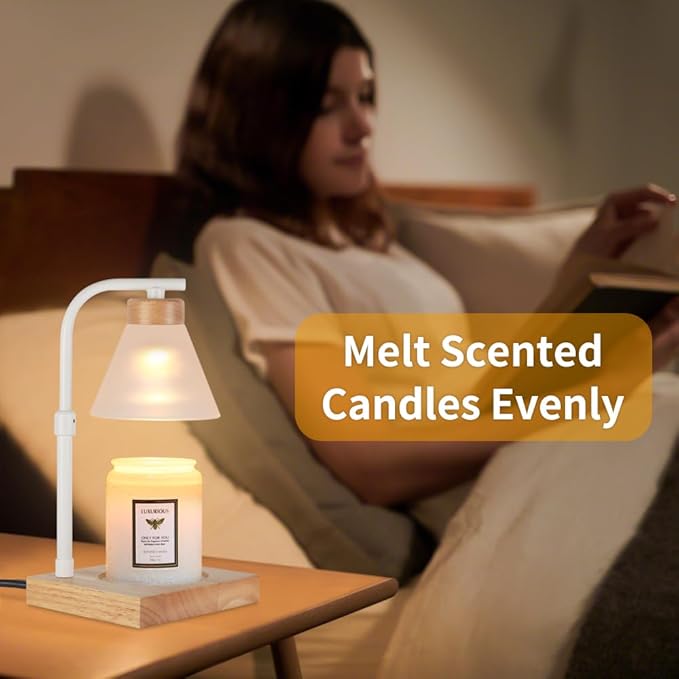 Dimmable Candle Warmer Lamp Electric Light for Candle Melter Scented Candles Top-Down Melting, Scented Wax Warmer for Home Offices Decor, Birthdays Gifts for Women Mom Grandma(White)