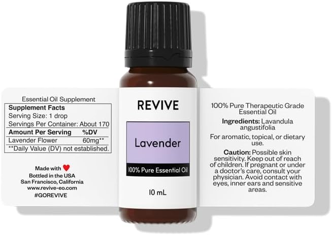 Lavender Essential Oil by Revive Essential Oils - 100% Pure Therapeutic Grade, for Diffuser, Humidifier, Massage, Aromatherapy, Skin & Hair Care