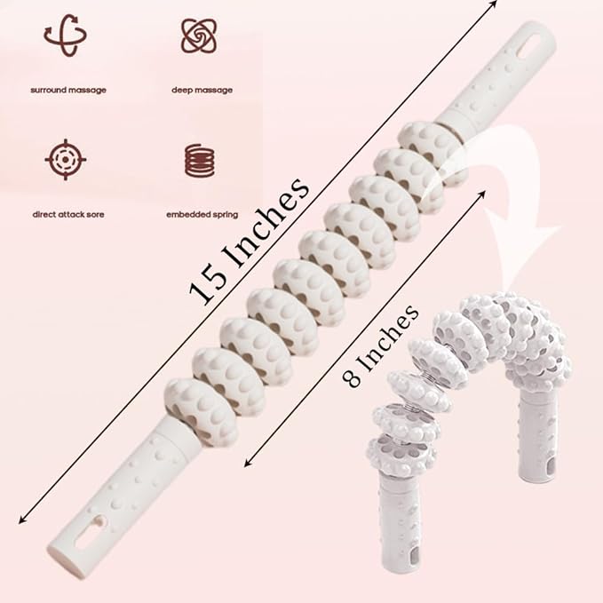 Fascia Muscle Roller Flexible Massage Stick,Lymphatic Drainage Massager Handheld,Trigger Point Leg Back Pain Massager Tools for Tightness, Soothing Cramp,Relieve Muscle Stress