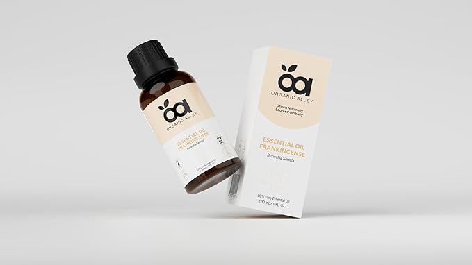 Frankincense Essential Oil by Organic Alley (Boswellia Serrata) | 100% Pure & Undiluted | Premium Essential Oil for Aromatherapy, Diffusers, Skin, Hair | Earthy-Woody Resin Aroma | (1 Fl Oz)