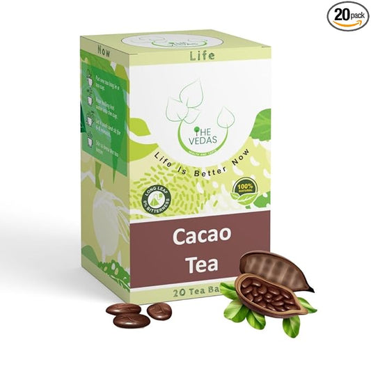 THE VEDAS CACAO TEA | Caffeine Free Herbal Tea | Biodegradable Cotton Teabags | Vegan Chocolate Seed Husks |20 Tea Bags(Pack of 1)