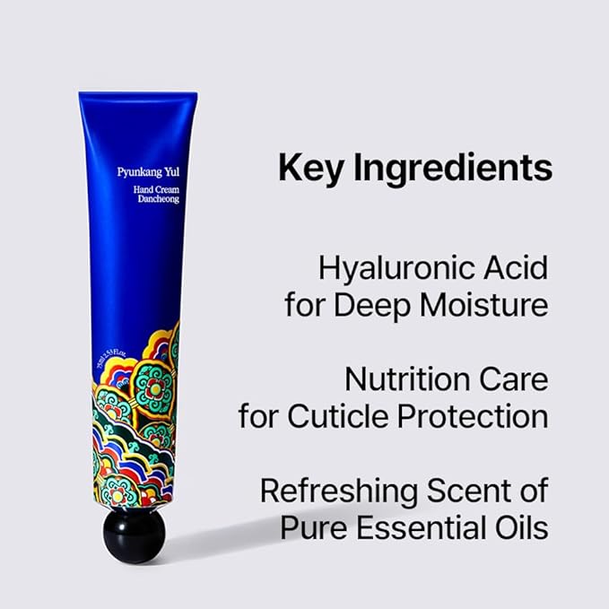 Pyunkang Yul PKY Dancheong Hand Cream, Gentle Hand Care, Natural Scents with Essential Oils, Inspired by Fade-Resistant Korean Dancheong, Zero Irritation, Korean Skincare (2.53 Fl. Oz, 75ml)