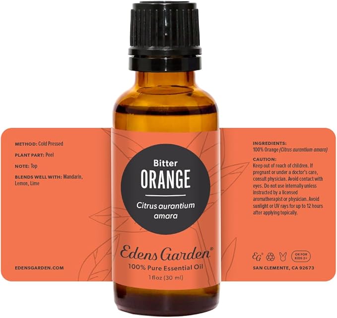Edens Garden Orange- Bitter Essential Oil- 100% Pure Premium Grade, Undiluted, Natural, Therapeutic, Aromatherapy, The Best for Diffuser, Skin, Face, Kid Safe 30 ml (1 fl oz)