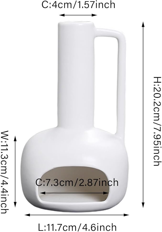 Simcat Handmade Ceramic Holder Incense Burner for Palo Santo Sticks Sage Bundles Candlestick, Suitable for Yoga Meditation Room Home Decor (White)