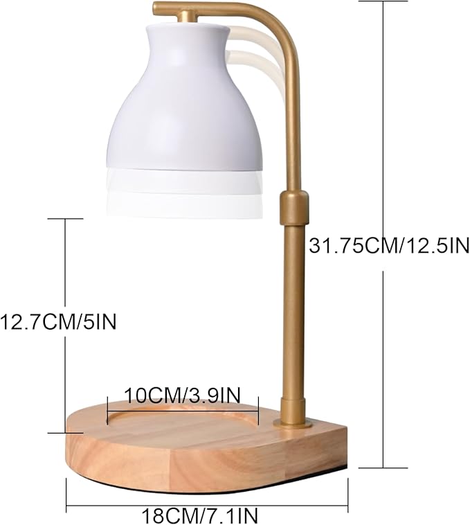 SOKCVSEA Candle Warmer Lamp - Candle Lamp Warmer with Timer Height Adjustable, Birthday Gifts for Mom Women, House Warming Gifts New Home Decor, Wax Melt Warmer with 2 Bulbs H.White Gold
