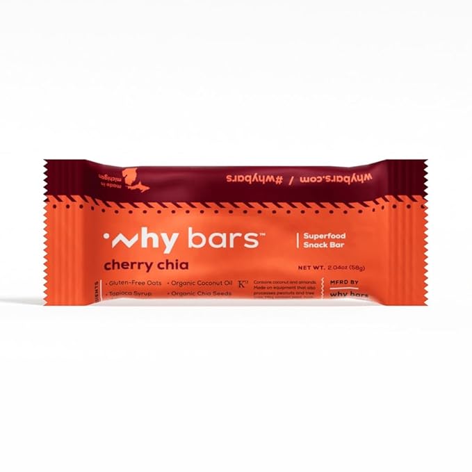 Superfood Protein Bar, Cherry Chia, 2.04 Ounce Bars (Pack of 12 Protein Bars) - Protein Bar Superfood, Gluten Free, Non GMO, Organic, Vegan, Simple Ingredients