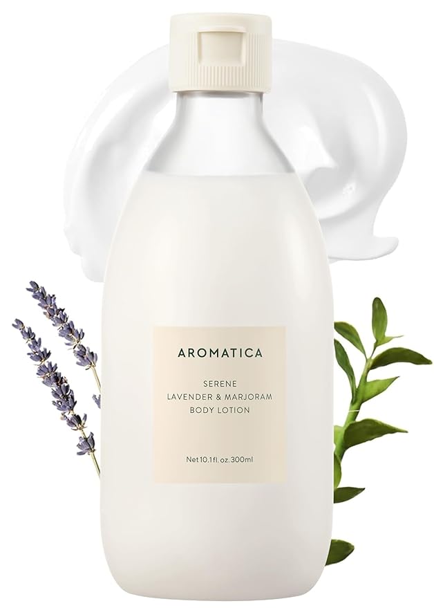 AROMATICA Serene Body Lotion Lavender & Marjoram, Vegan | Soothing Body Moisturizer | Light Relaxing Scent | for Normal to Dry Skin | with Shea Butter (10.14oz / 300ml)