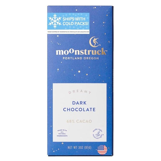 Moonstruck Chocolate Dark Chocolate Bar, 68% Cacao, 3.0oz (Pack of 1)
