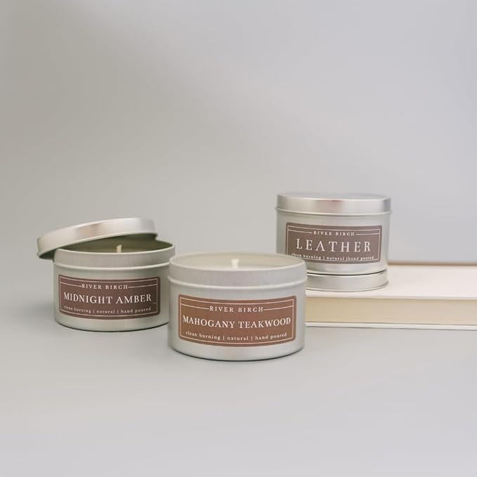 River Birch Premium, All-Natural, Non-Toxic Soy Wax Candle | Bluebonnet Scented | 8 oz. Silver Travel Tin | Cozy Relaxing Gifts for Home