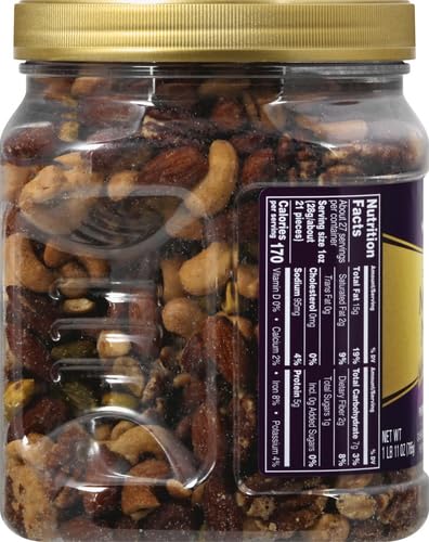 PLANTERS Deluxe Mixed Nuts, Cashews, Almonds, Pecans, Pistachios, Hazelnuts, Roasted with Sea Salt, Party Snacks, Plant-Based Protein Nut Mix, Snacks for Adults, After School Snack Mix, 27oz